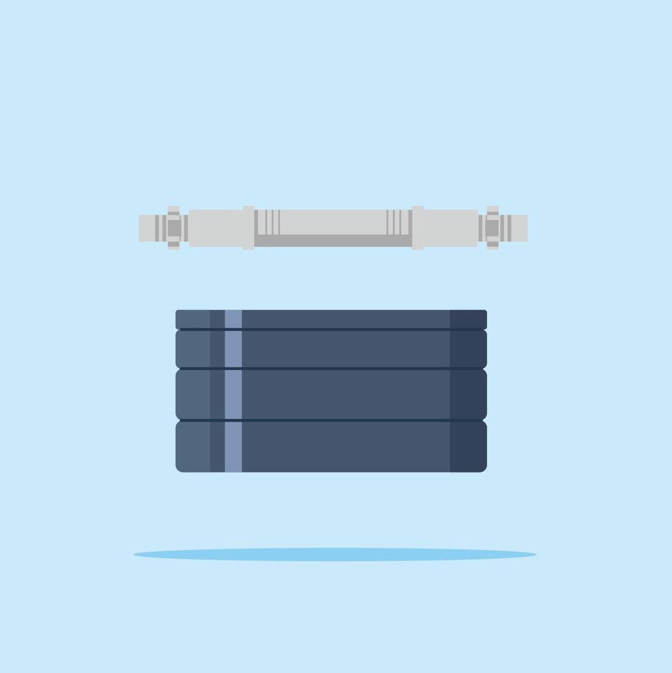 illustration of a set of barbell weights and separate iron handles. design for gym, bodybuilding or sports vector