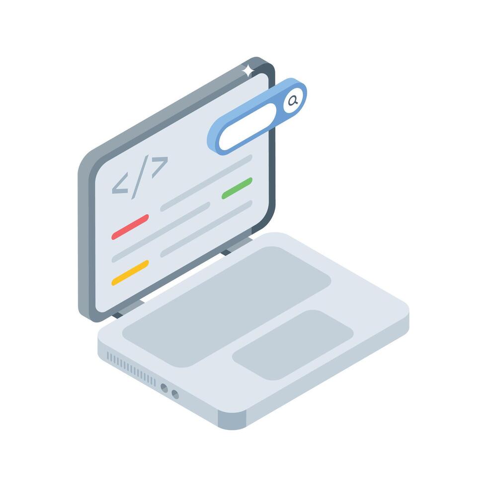 Check out this isometric icon of coding search box vector