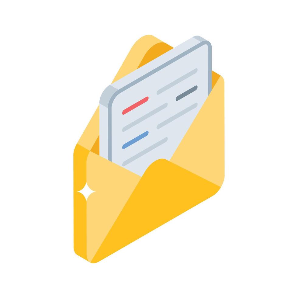 Get a glimpse of this isometric icon of email inbox vector