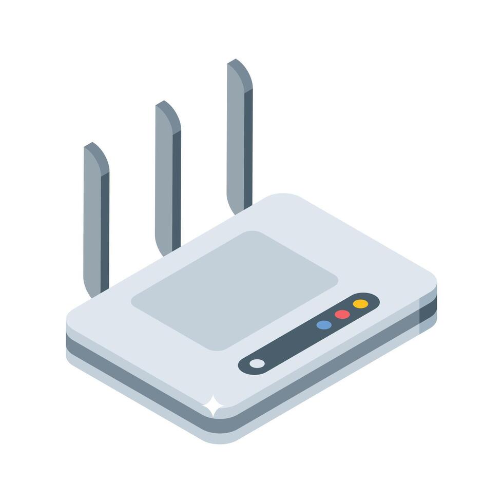 Well crafted isometric icon of wireless internet router vector