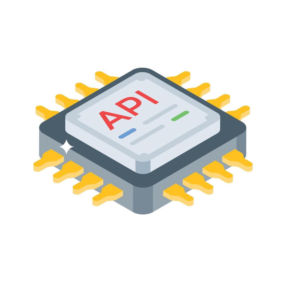 Well crafted isometric icon of api processor system vector