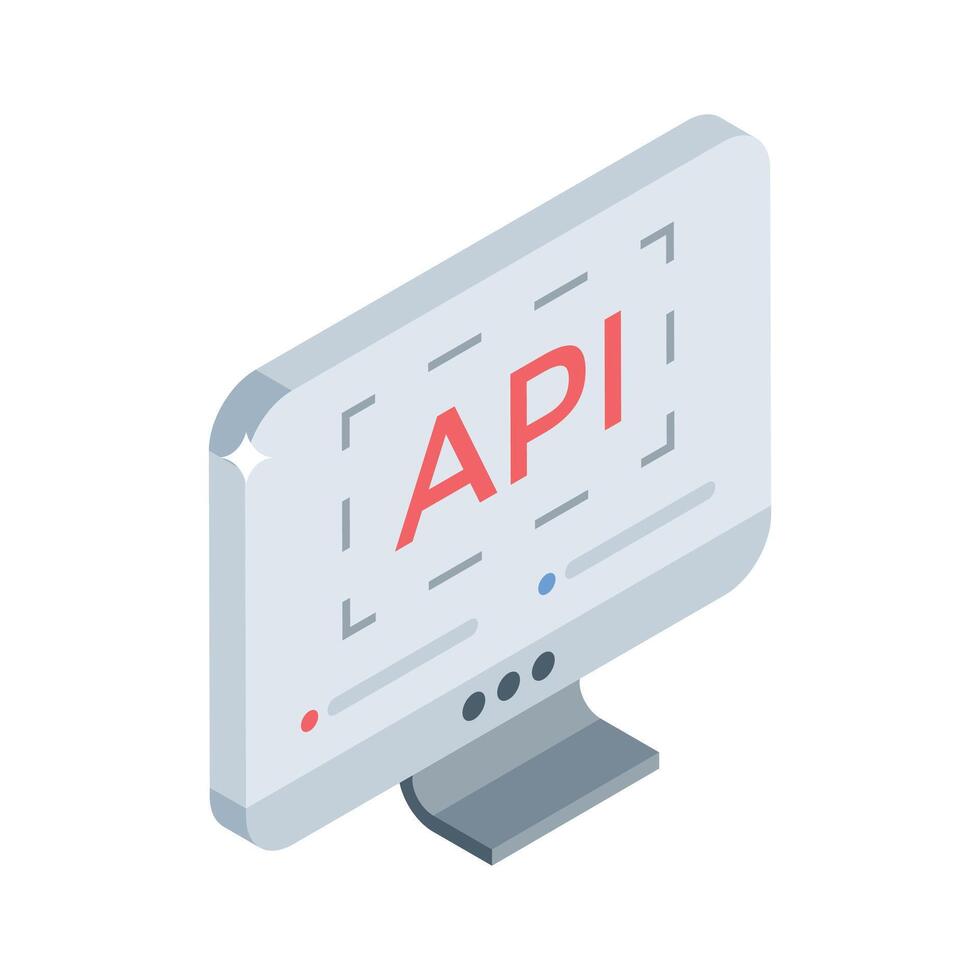 A customizable isometric icon of api integration vector