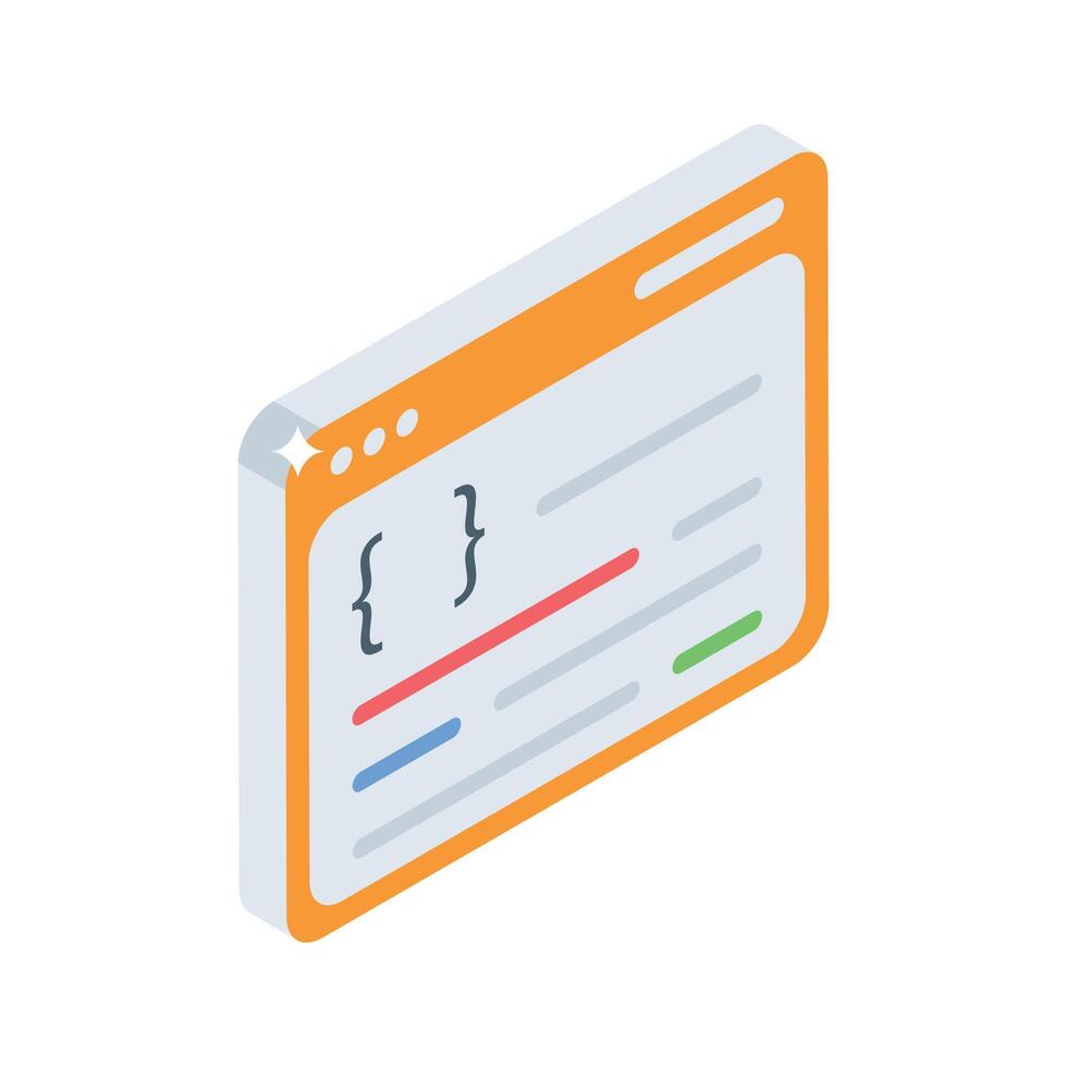A captivating isometric icon of website coding screen vector