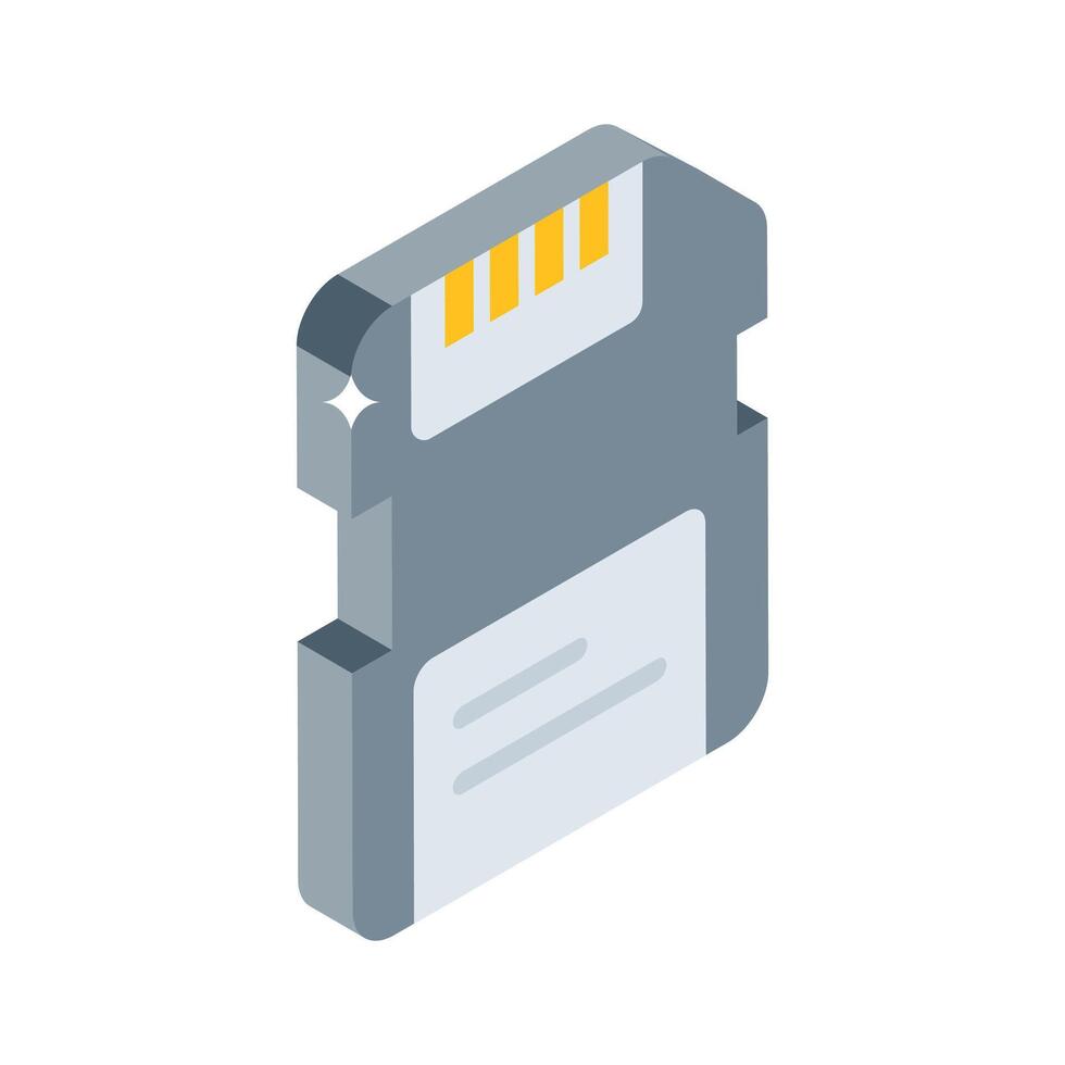 Trendy isometric icon of sd card with storage chip vector