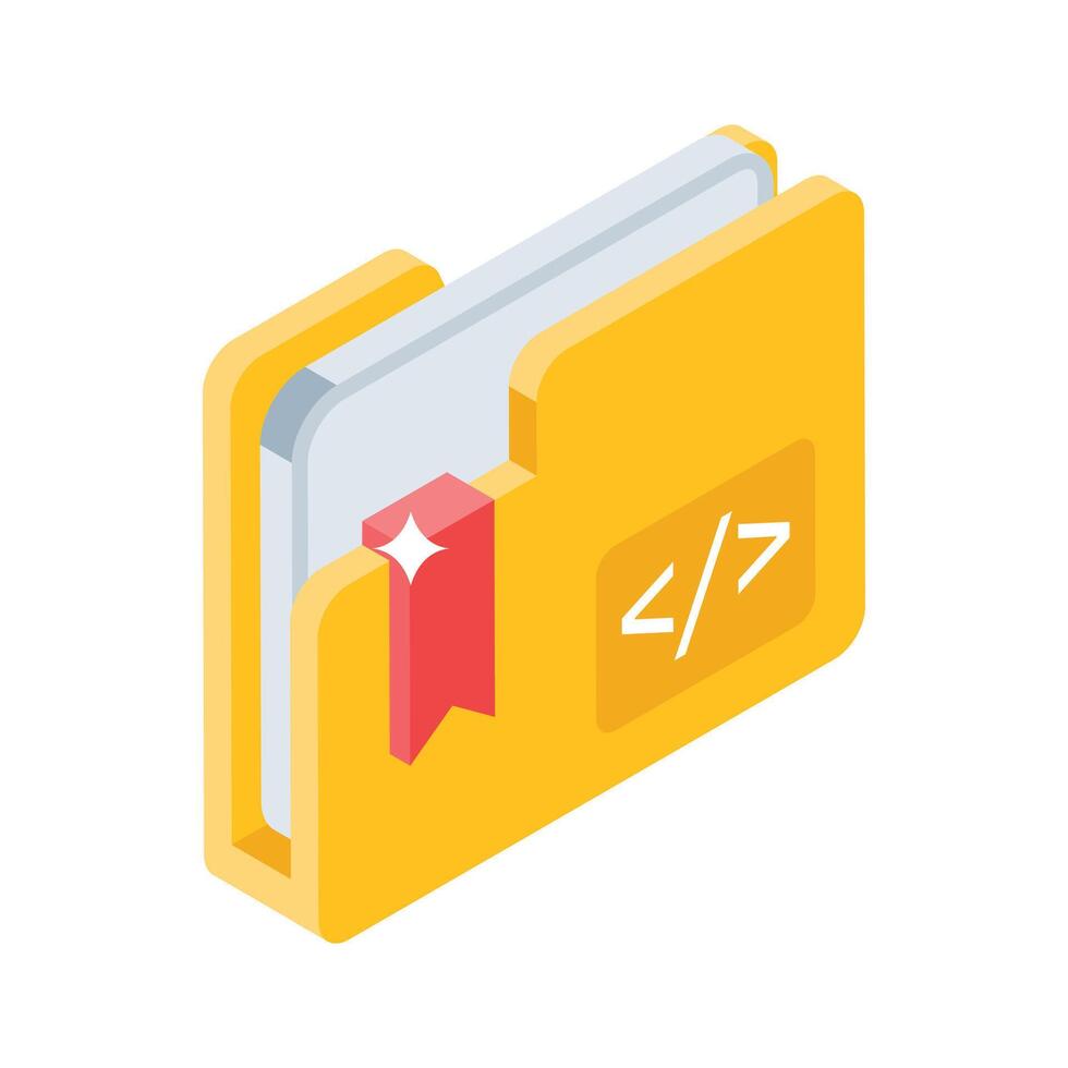 A visually appealing isometric icon showing coding folder vector