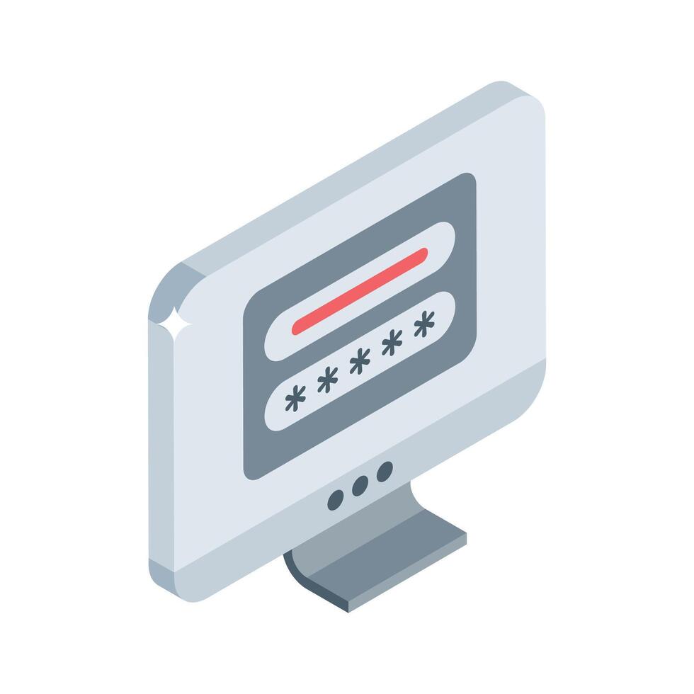 Get this isometric icon showing system password access vector