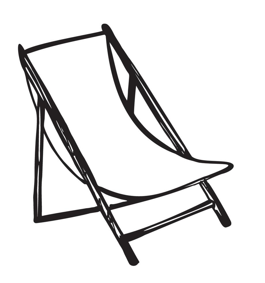 Beach chair sketch. Wooden beach chaise longue. Hand drawn beach chairs vector