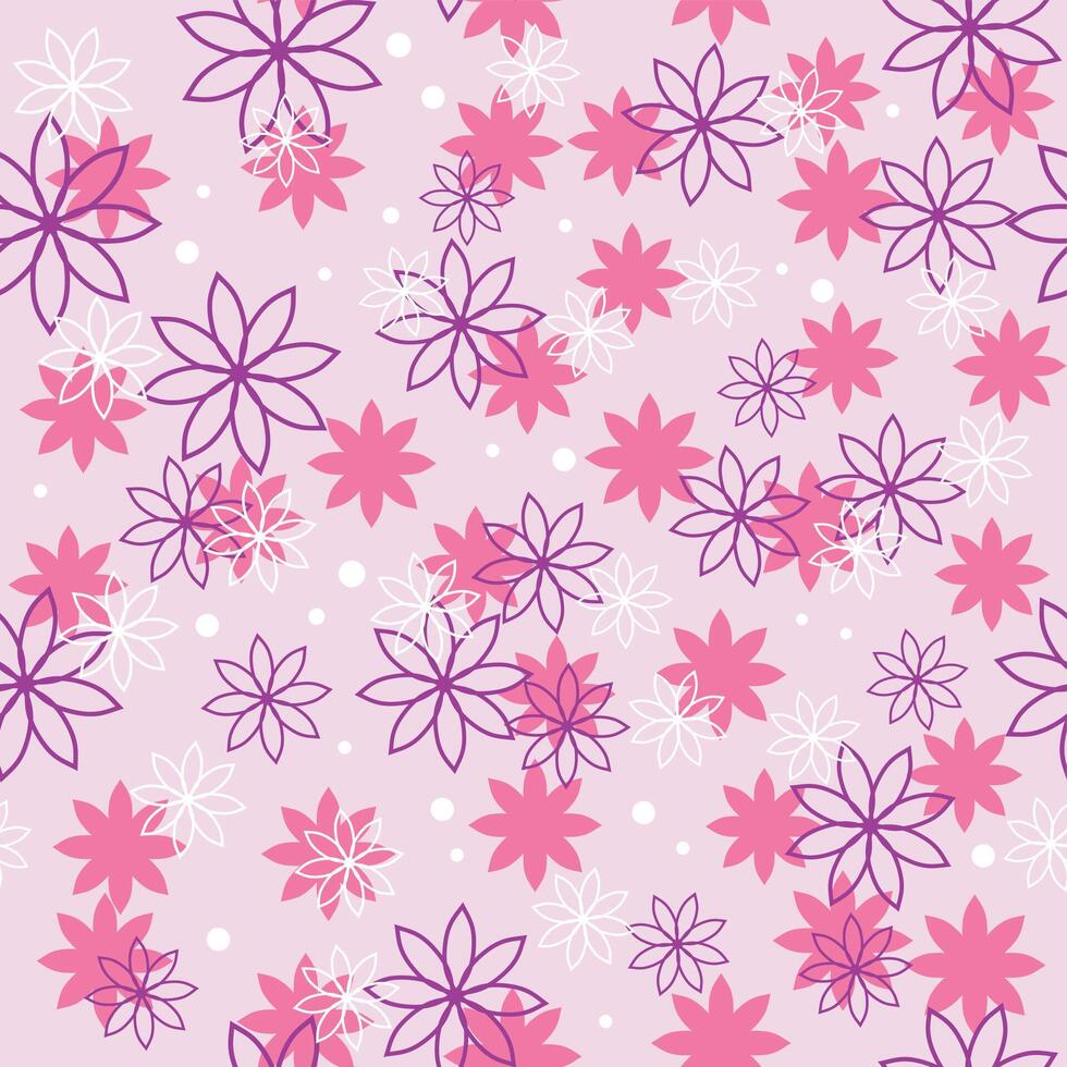 Pink seamless pattern with flowers vector