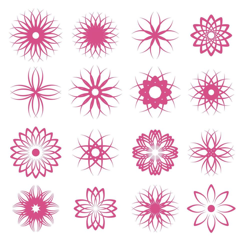 Set of abstract flowers icons vector