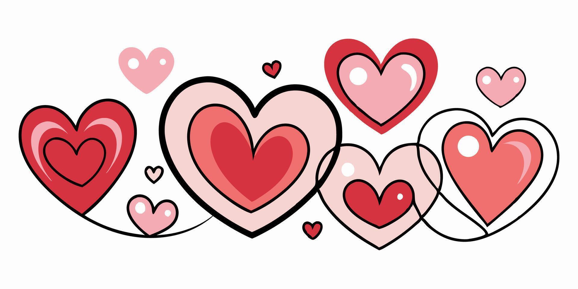 Romantic Pink and Red Hearts Valentine's Design vector
