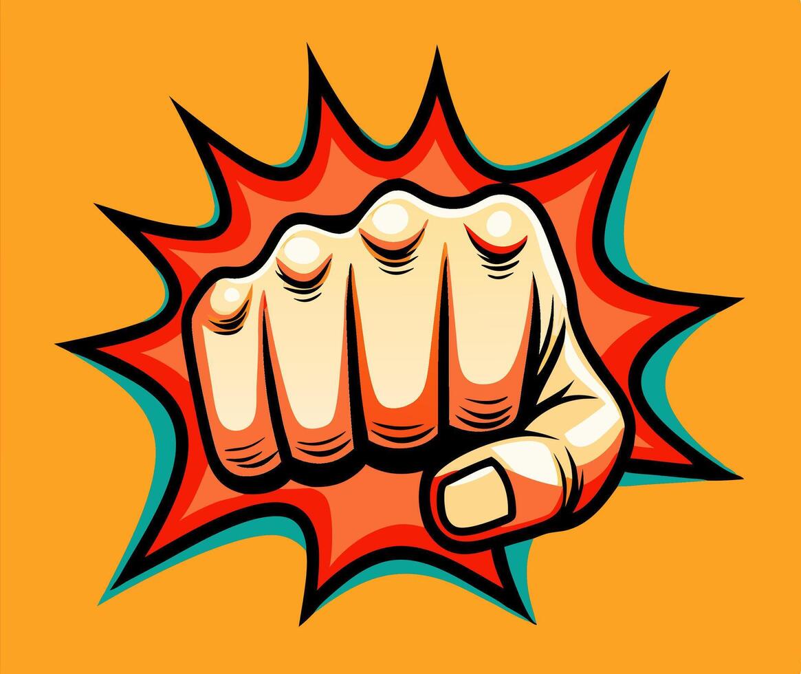Retro Comic Book Style Fist Punching Action Graphic vector