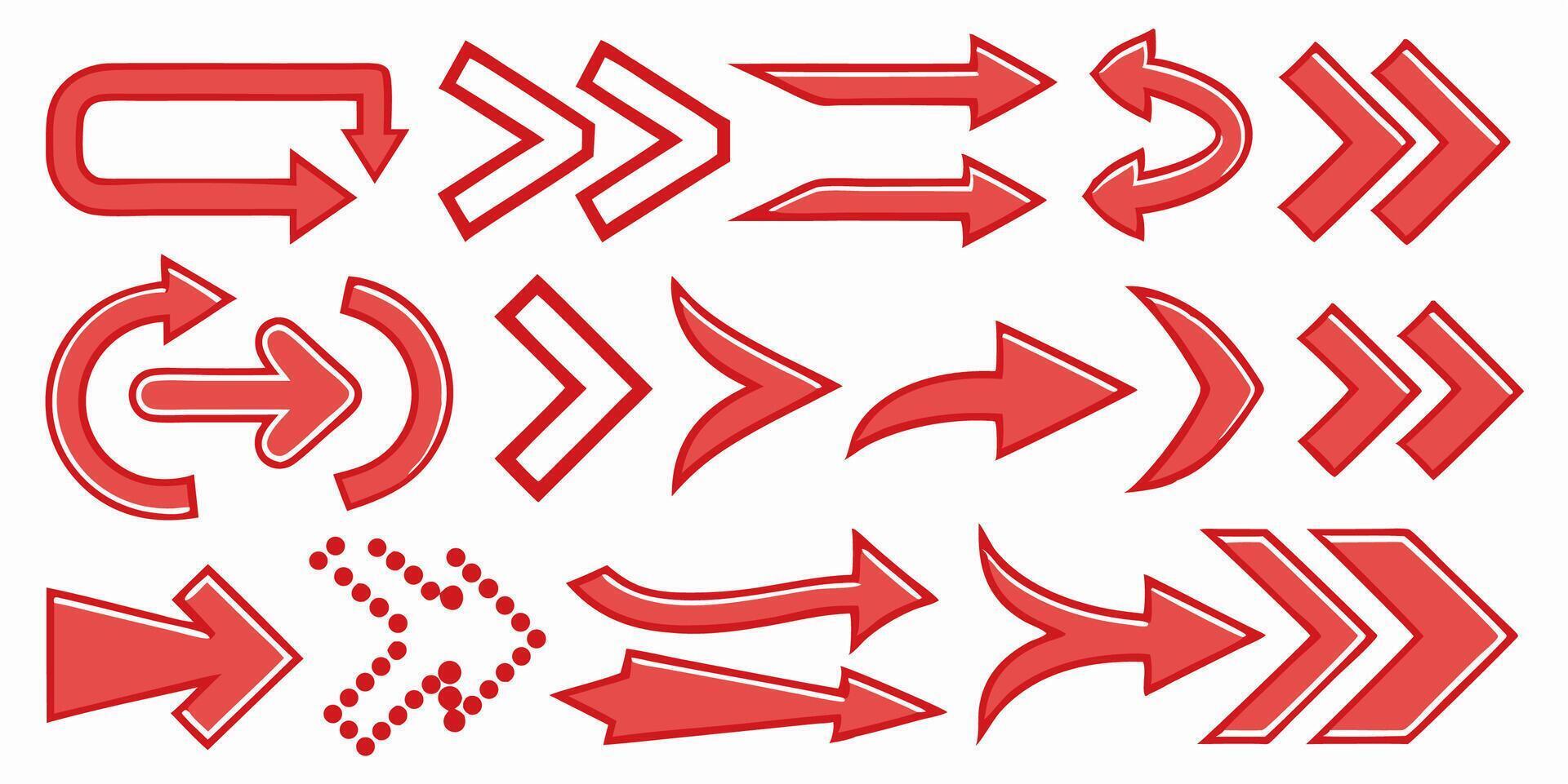 Collection of Red Arrows Various Styles and Designs for Web and Print vector