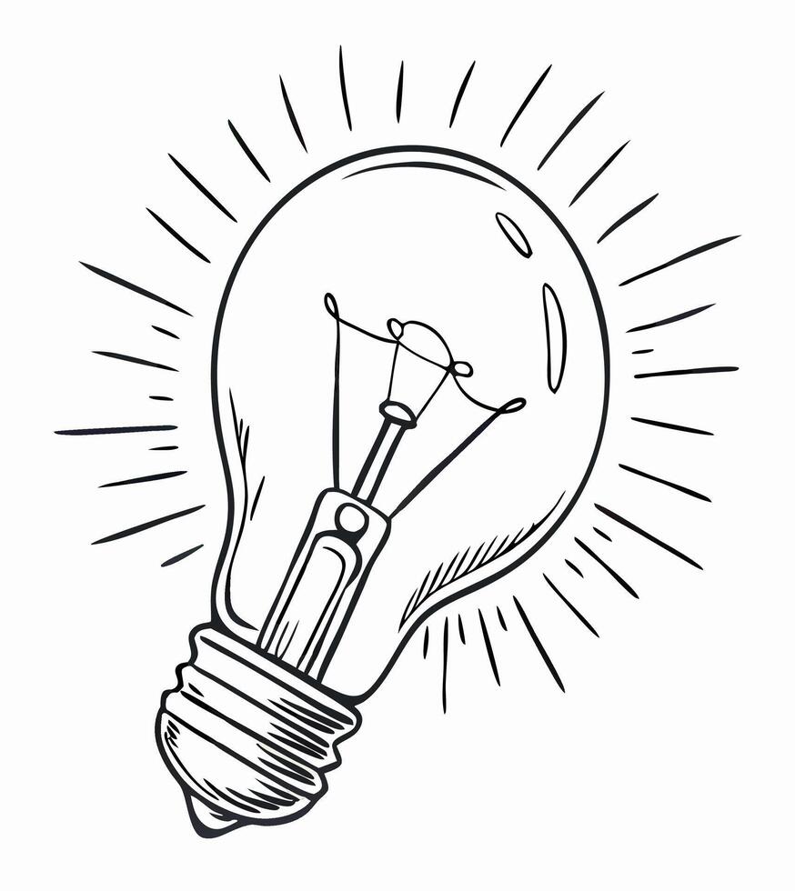 Hand drawn Lightbulb Sketch Idea, Inspiration, Innovation vector