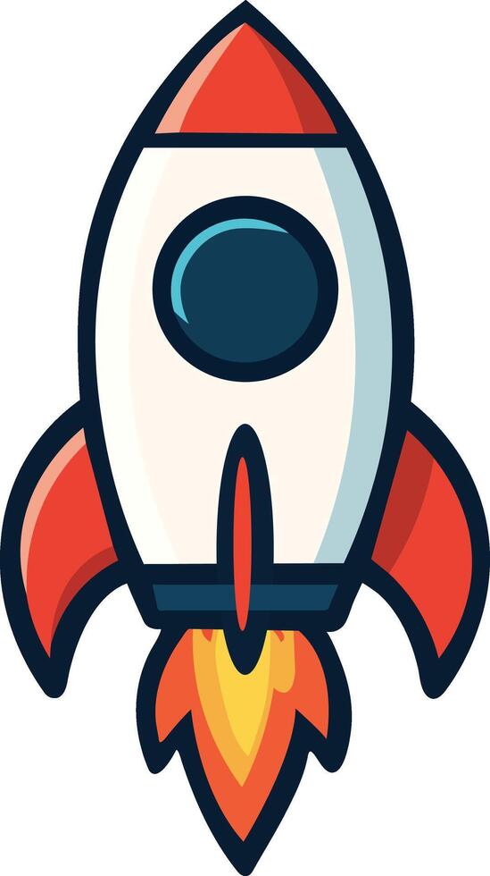 Cartoon Rocket Launching into Space vector