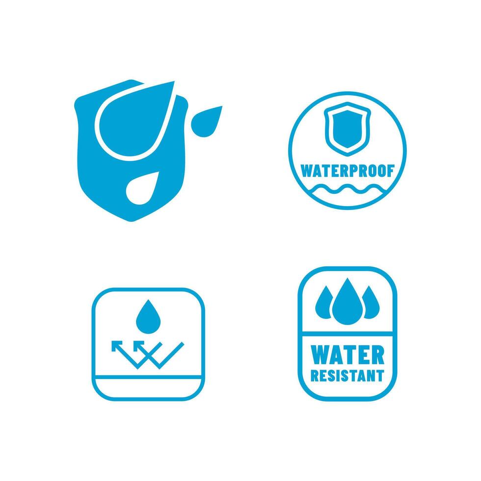 Waterproof logo, icon, icon set, illustration vector
