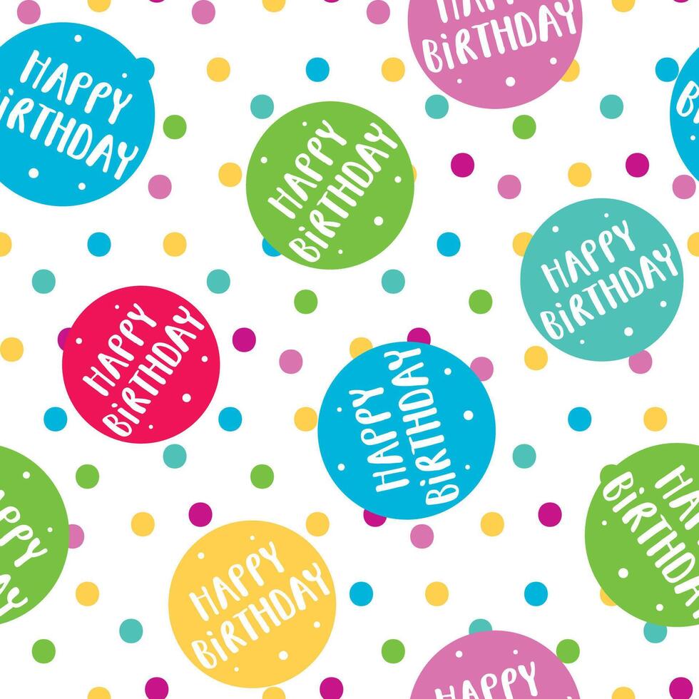 Seamless Dots And Circles Birthday Party Patterns On White Background For Paper Gift Wrap And Fabric Print vector