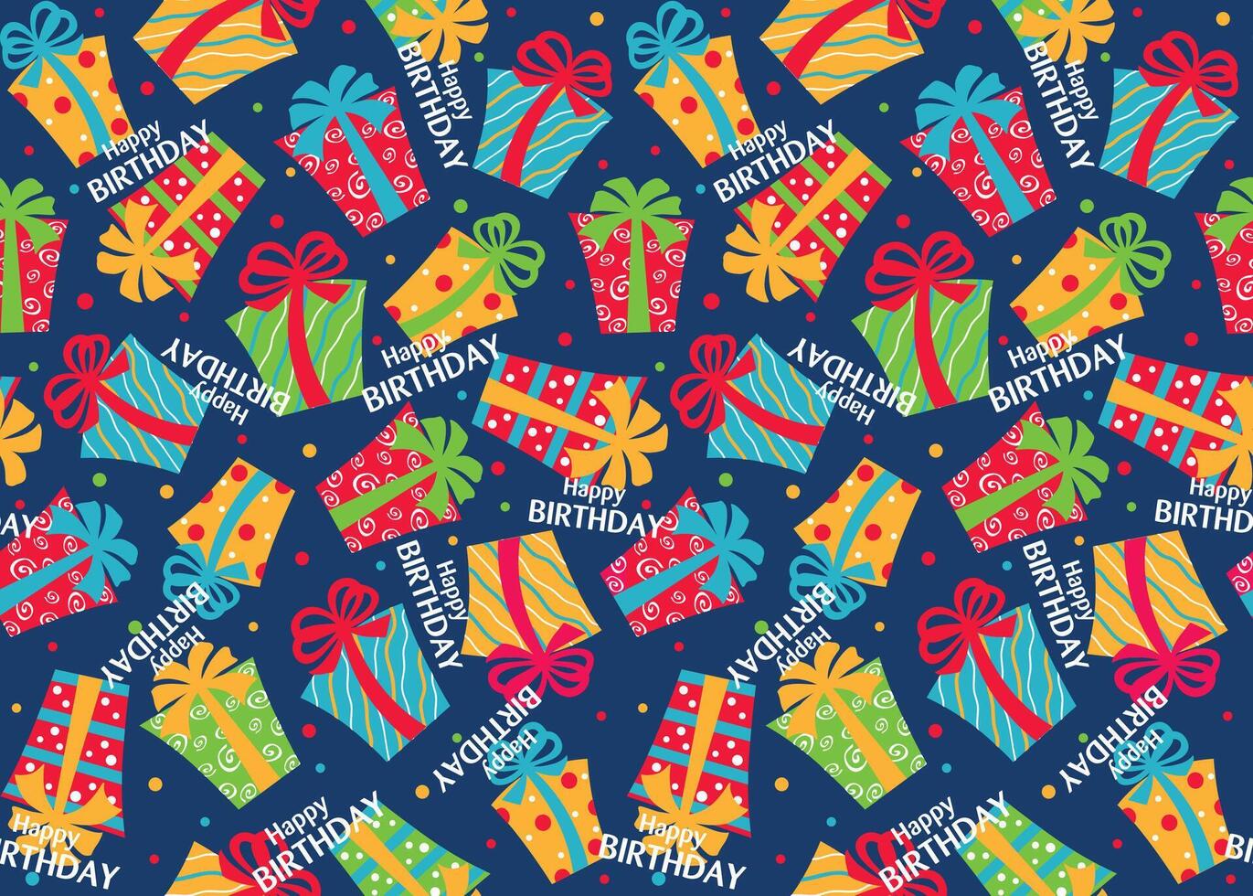 Seamless Birthday Presents Pattern On Blue Background For Paper Gift Wrap And Fabric Print vector
