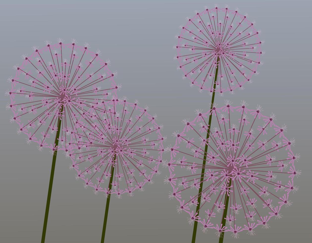 Illustration of dandelions on a gradient background. Abstract floral design suitable for greeting cards. vector