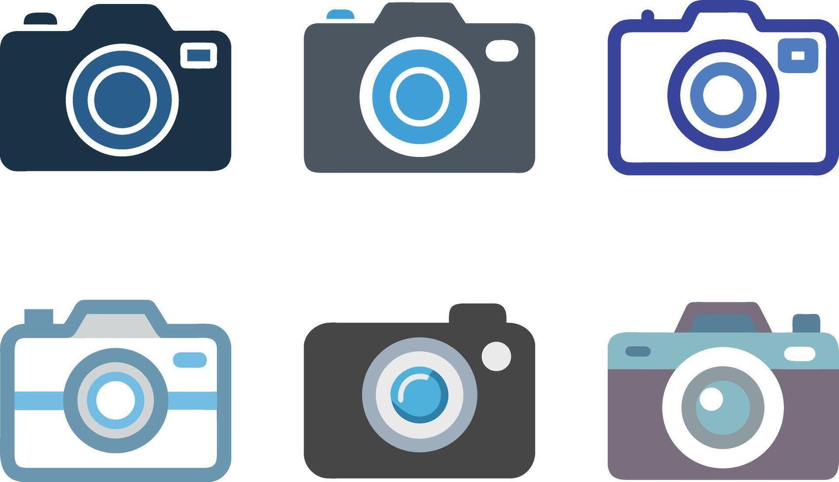 Six icon A collection of various camera icons arranged in a two row grid pattern vector