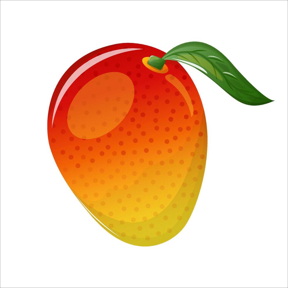 Cartoon Mango with Leaf Isolated vector