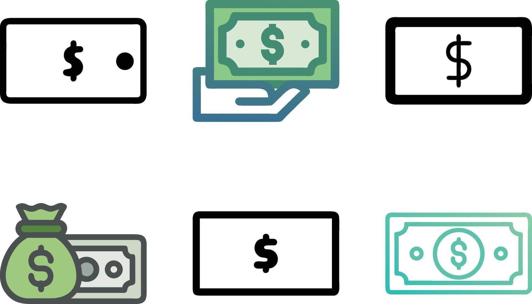 Six icon A collection of icons representing money, currency, and wealth concept vector