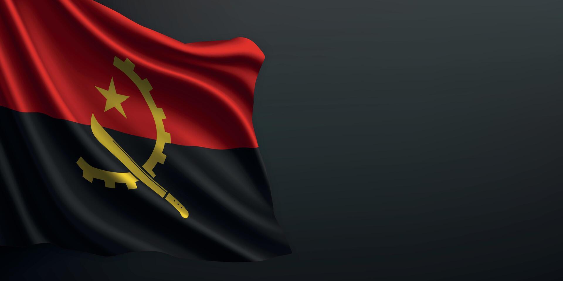 Angola national flag waving on dark background vector