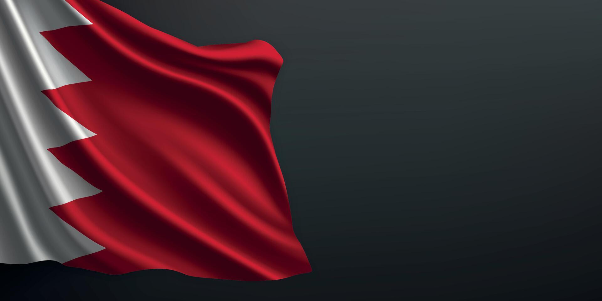 Bahrain national flag waving on dark background vector