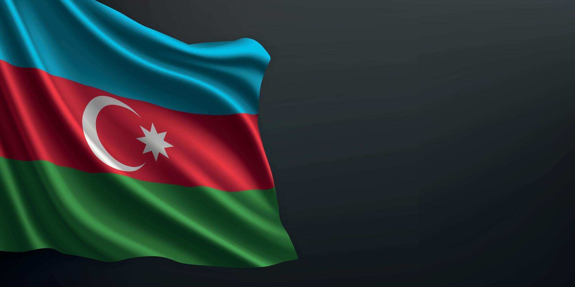 Azerbaijan national flag waving on dark background vector