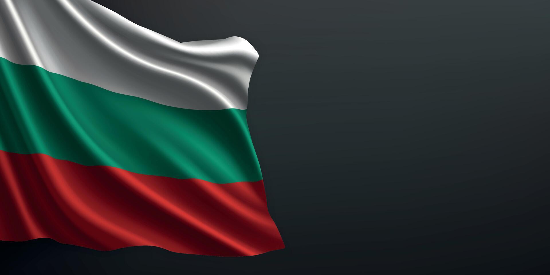 Bulgaria national flag waving on dark background vector
