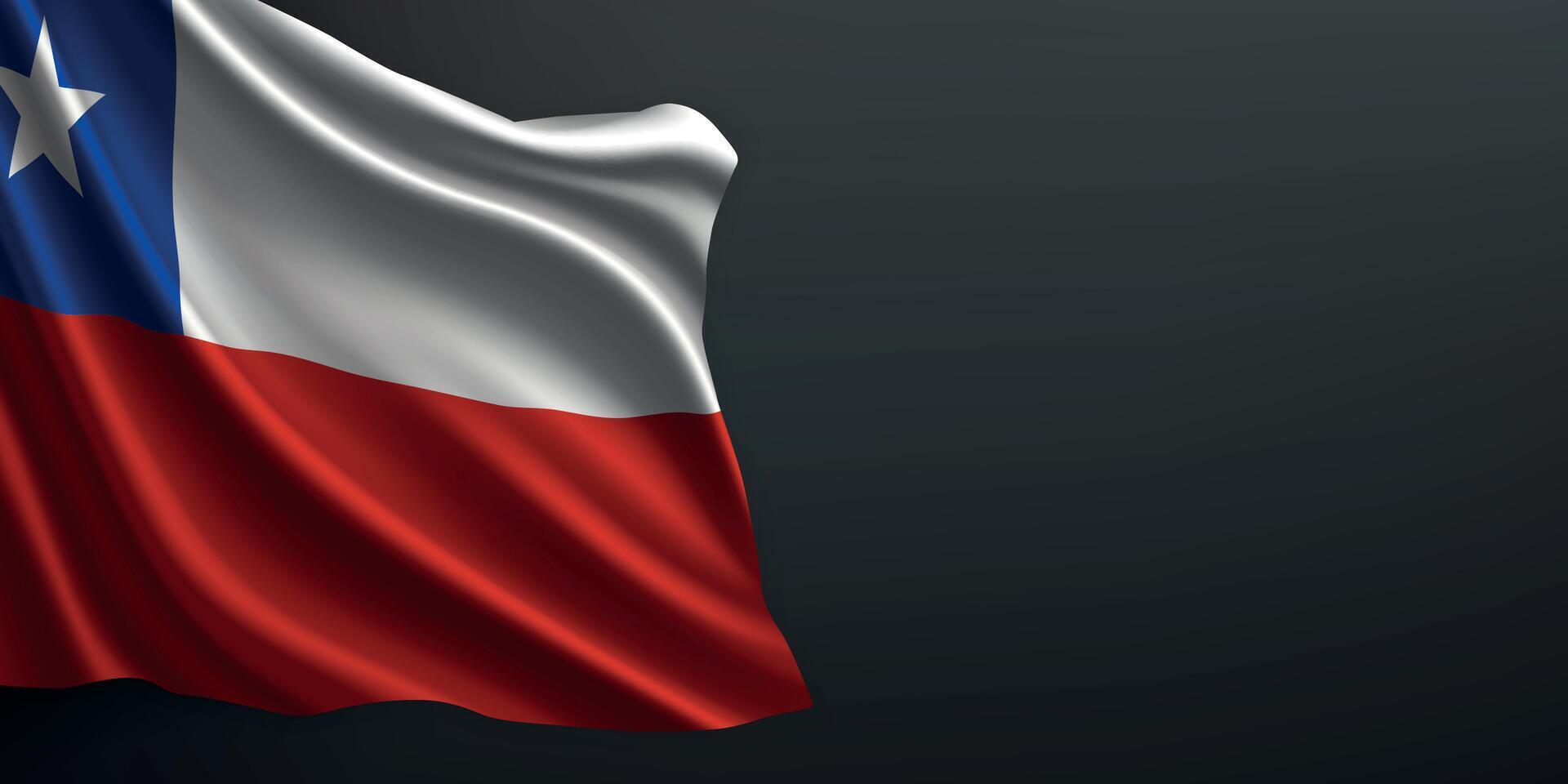 Chile national flag waving on dark background vector