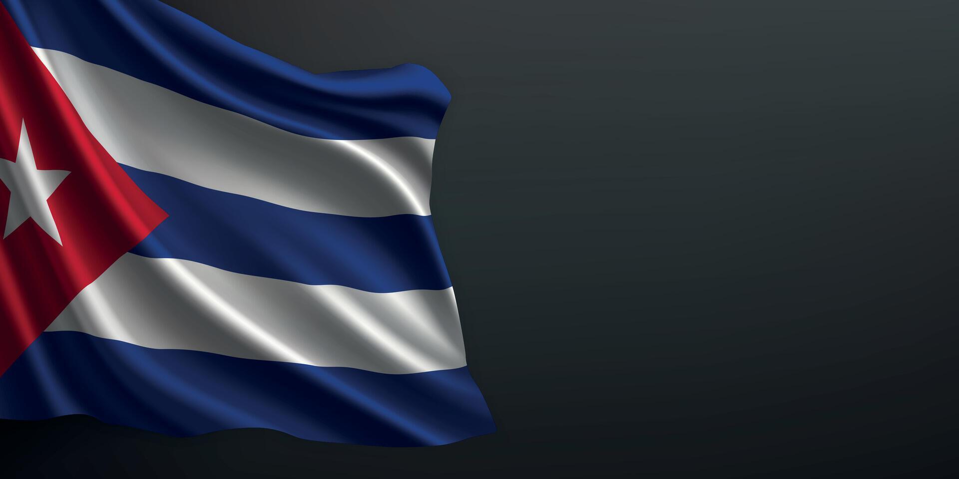 Cuba national flag waving on dark background vector