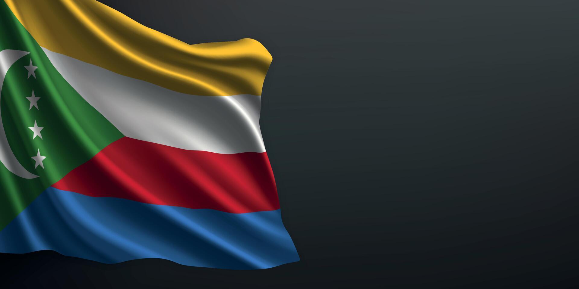 Comoros national flag waving on dark background vector