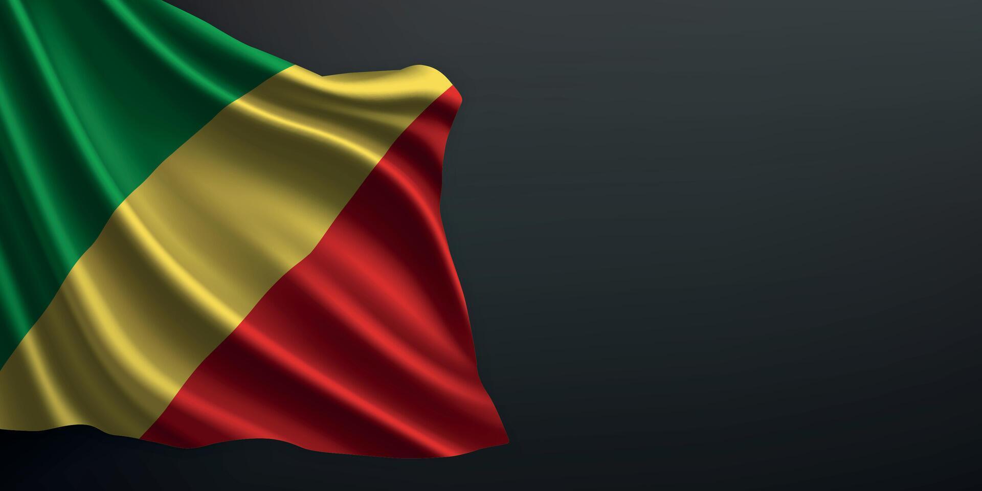 Congo national flag waving on dark background vector