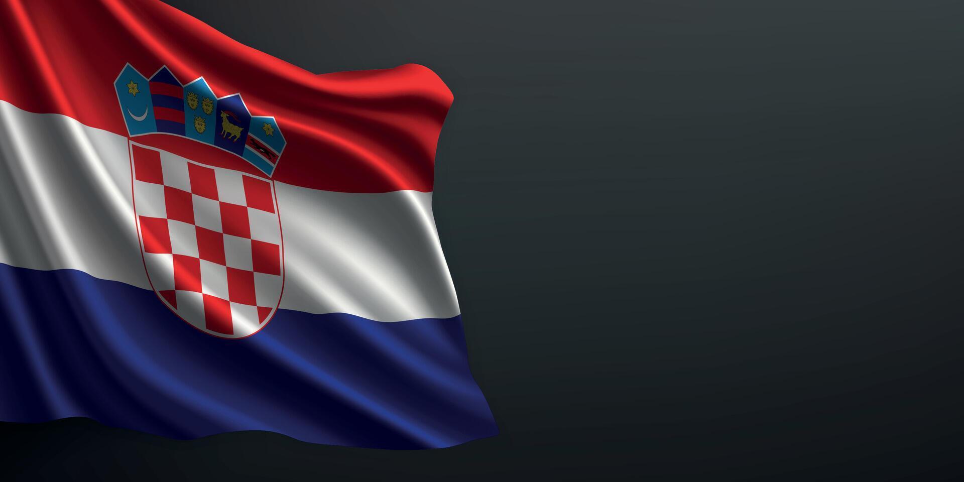 Croatia national flag waving on dark background vector