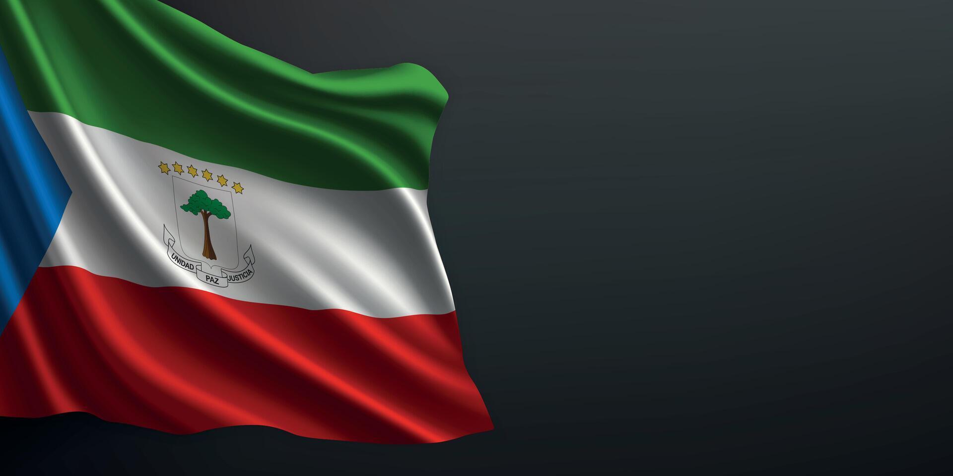 Equatorial Guinea national flag waving on dark background vector
