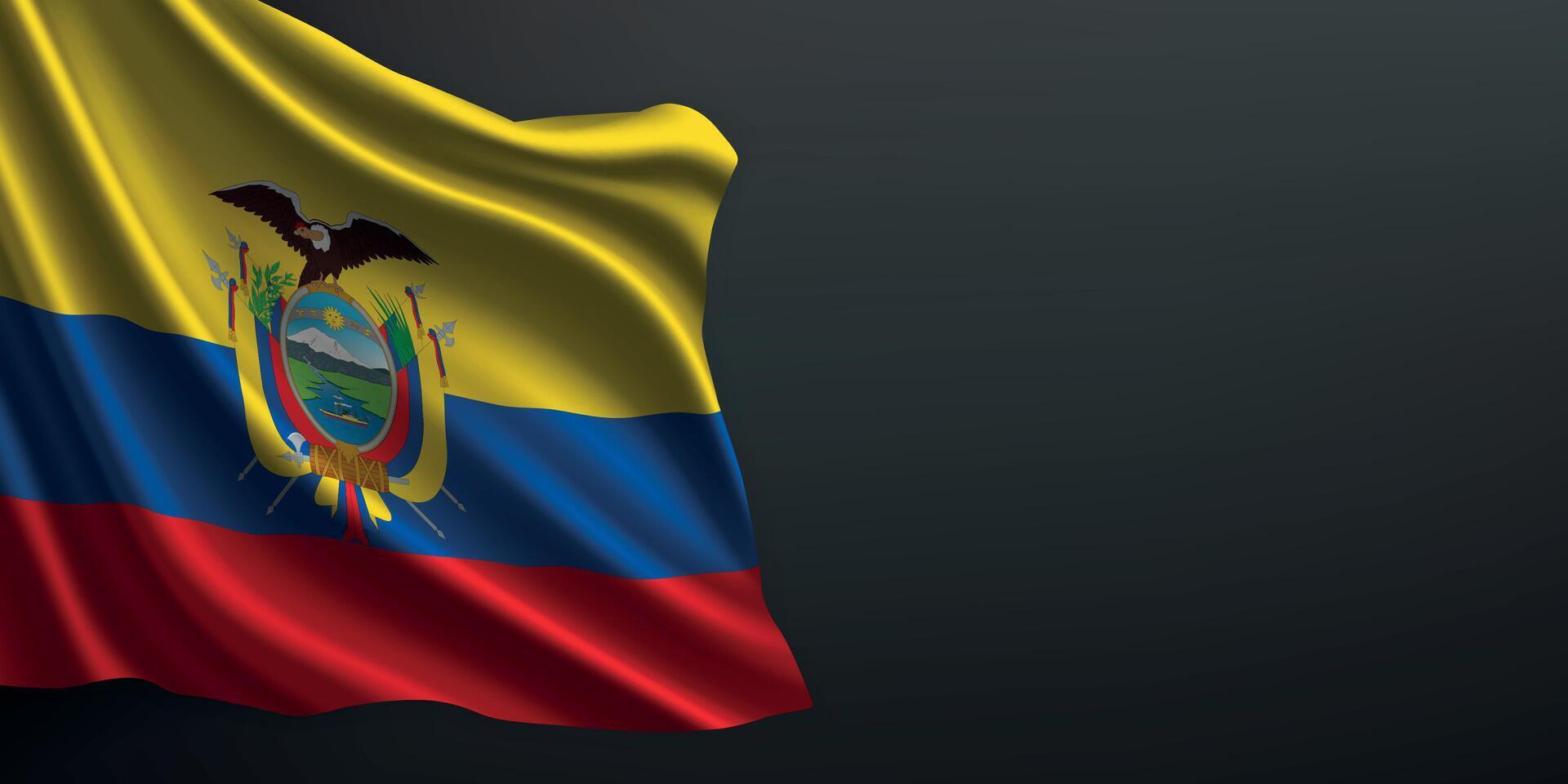 Ecuador national flag waving on dark background vector