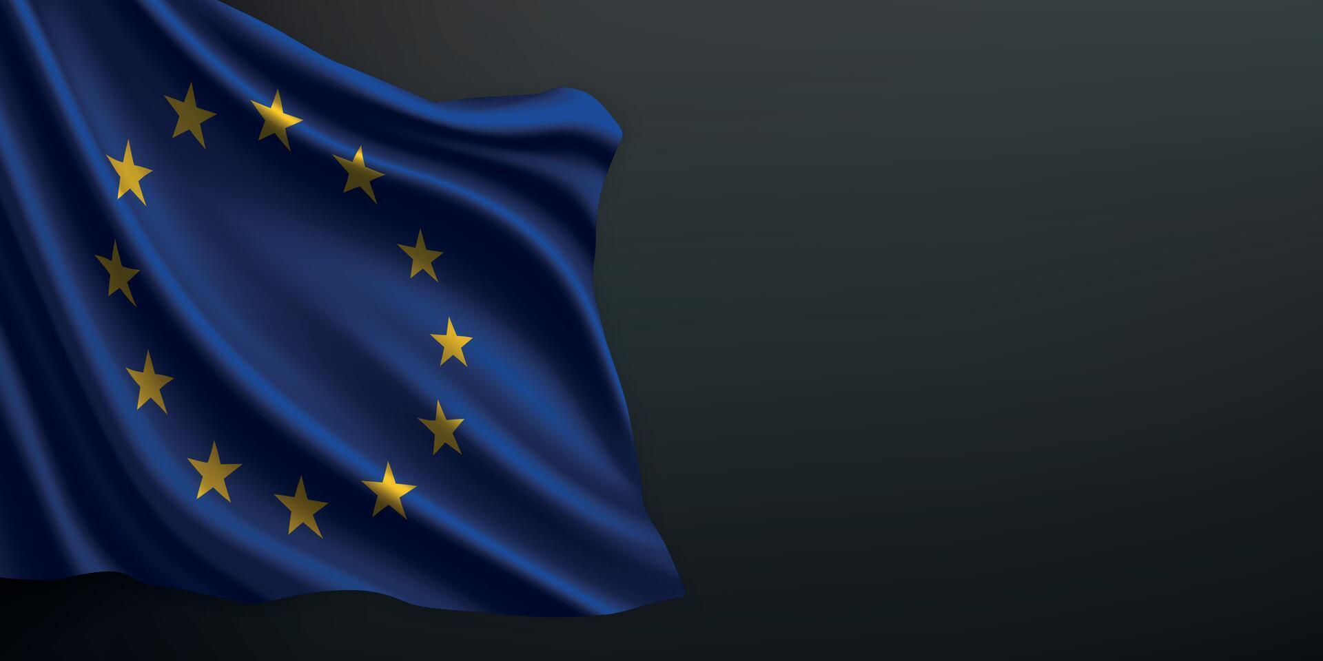 European Union national flag waving on dark background vector