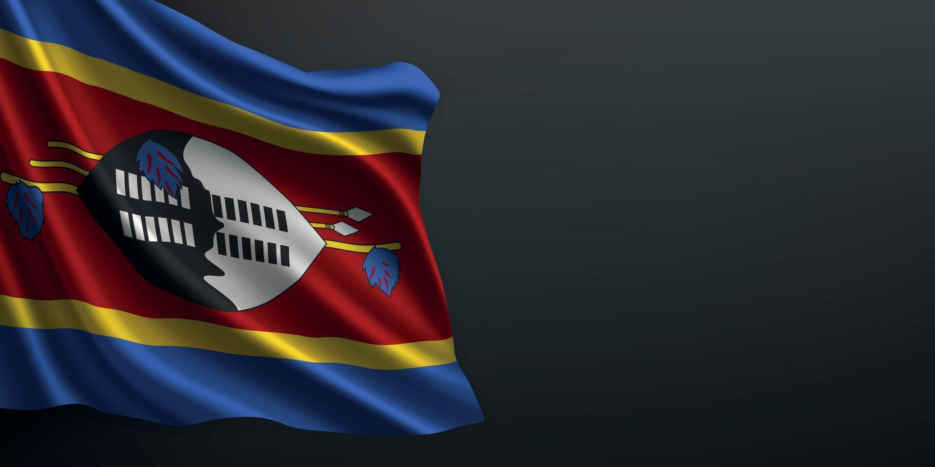 Eswatini national flag waving on dark background vector