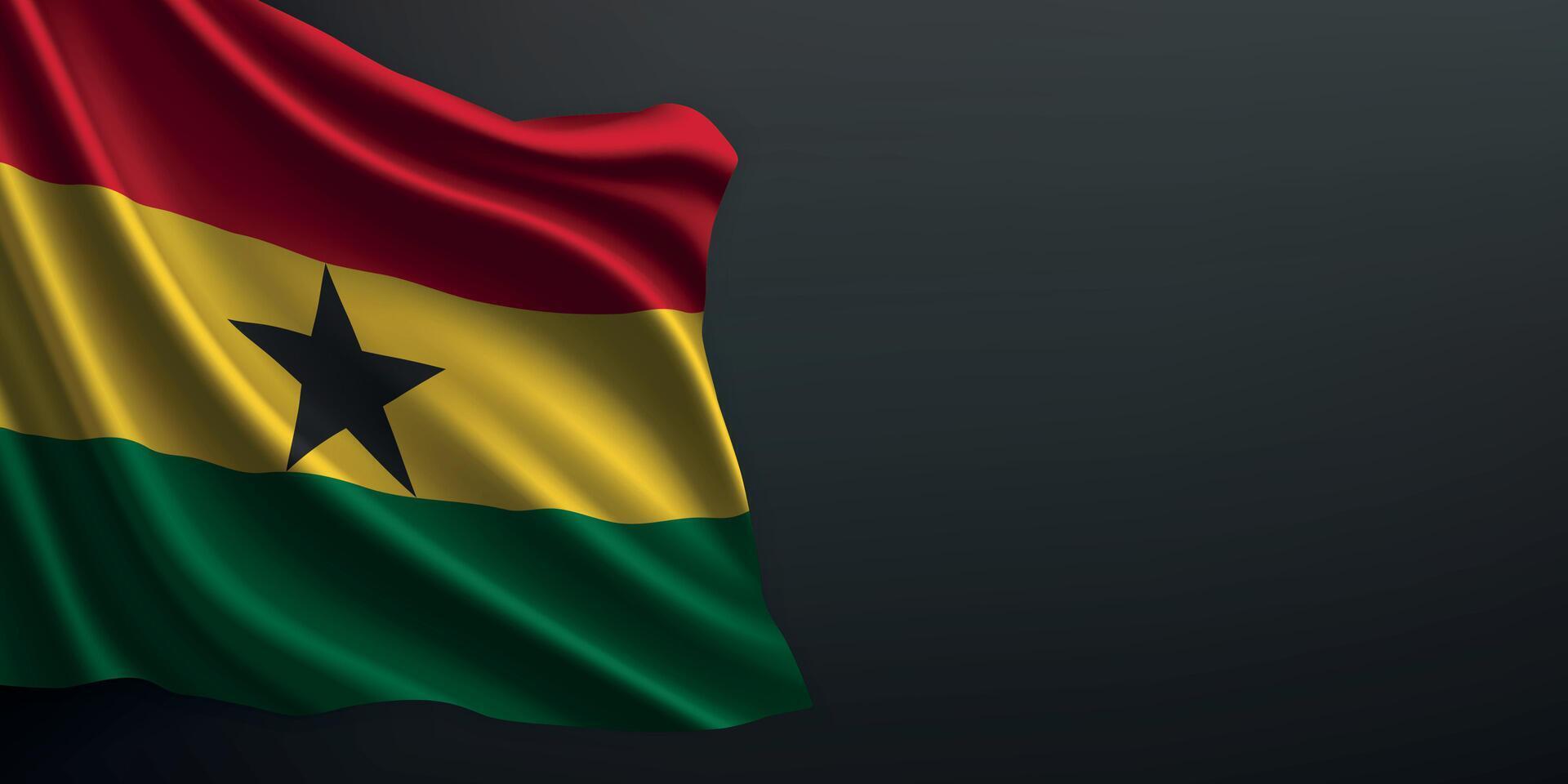 Ghana national flag waving on dark background vector