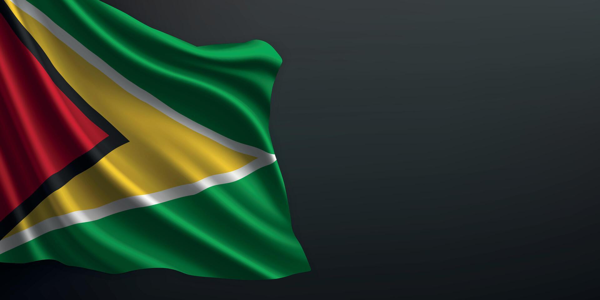 Guyana national flag waving on dark background vector