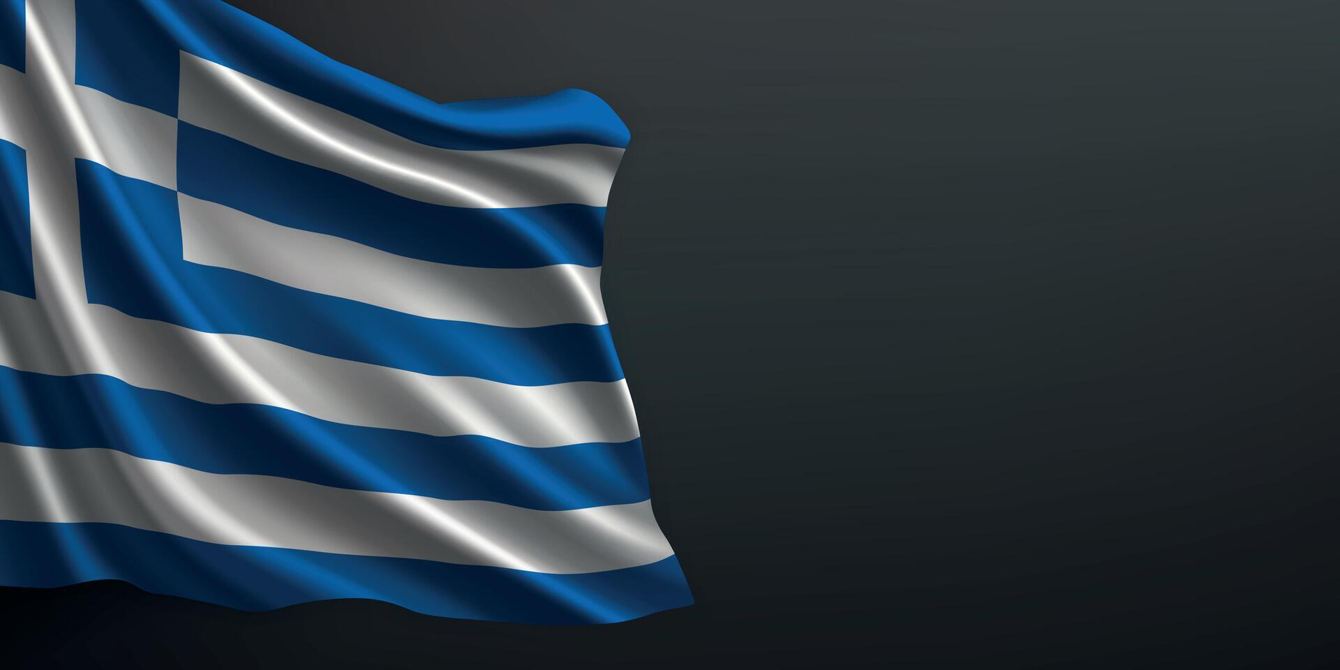 Greece national flag waving on dark background vector