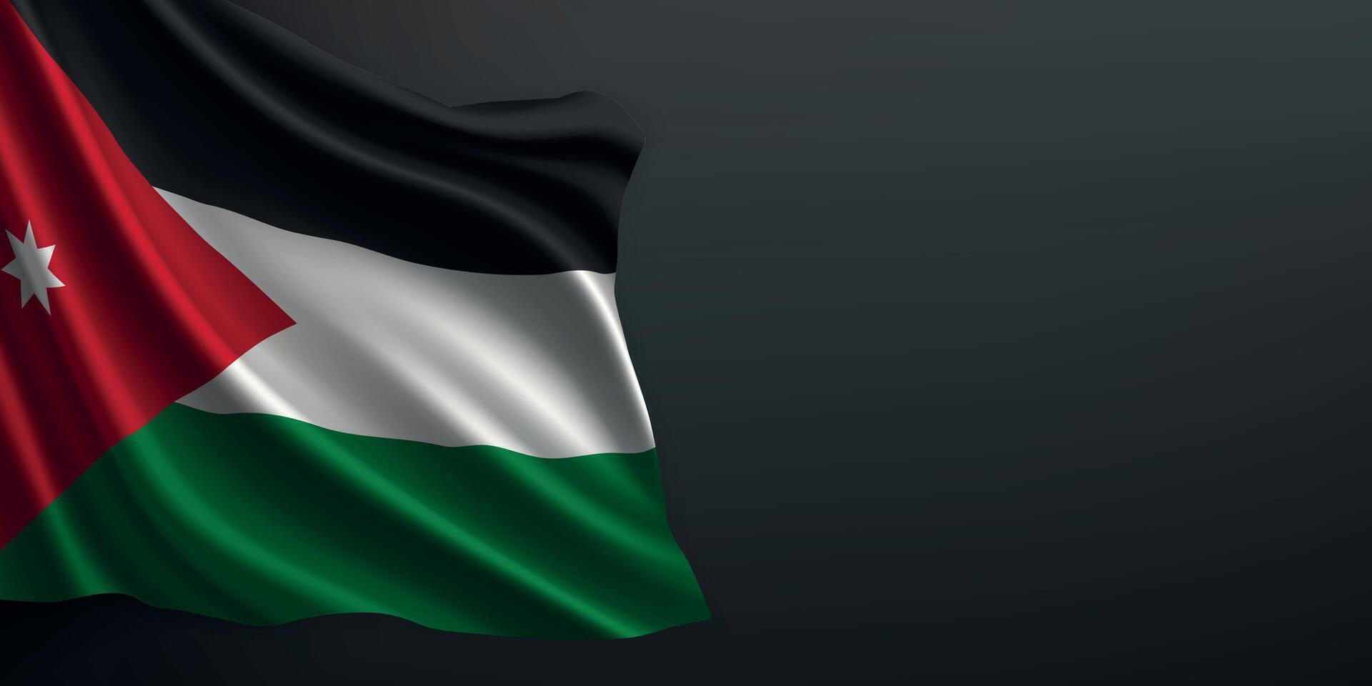 Jordan national flag waving on dark background vector