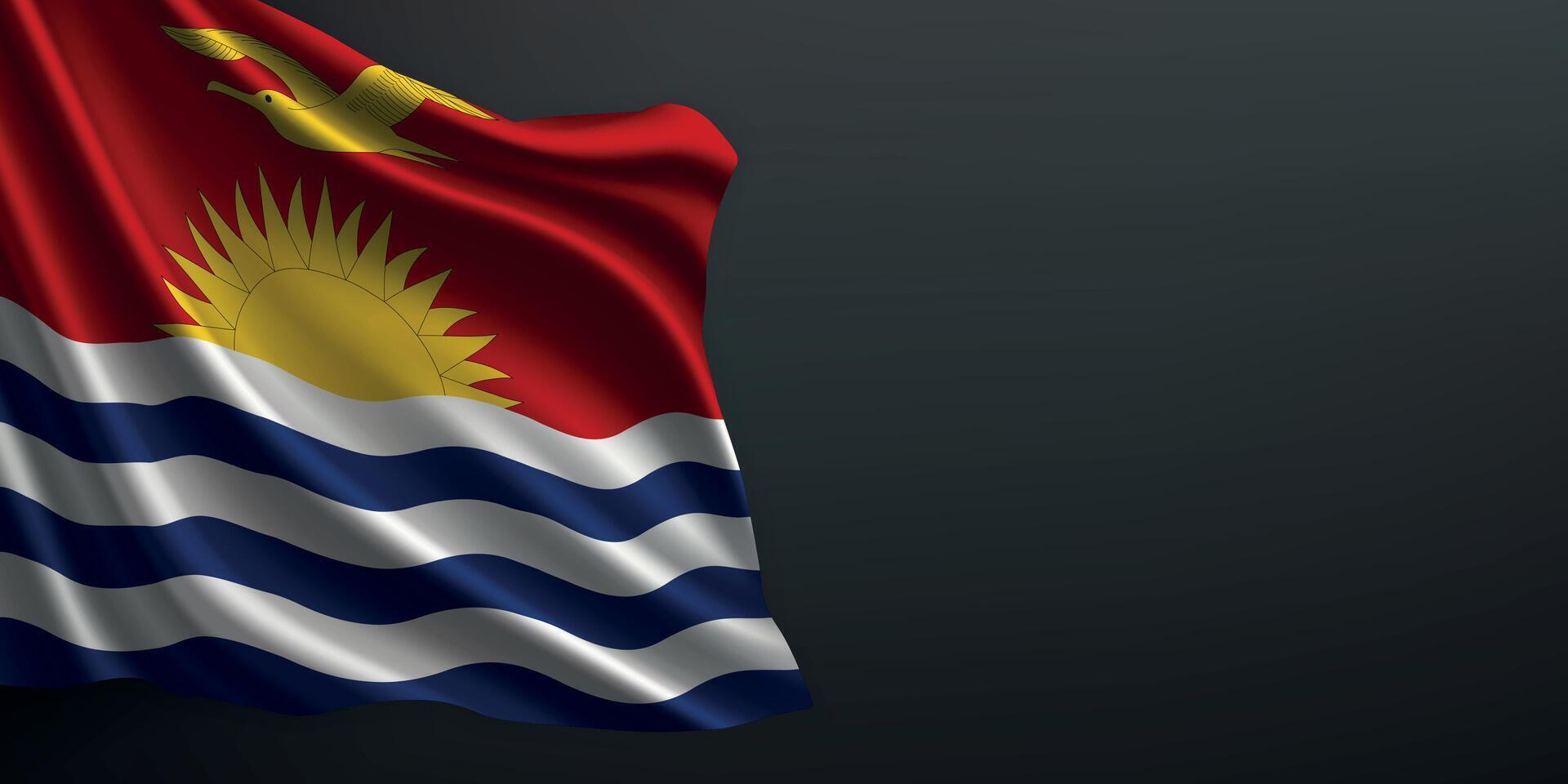 Kiribati national flag waving on dark background vector