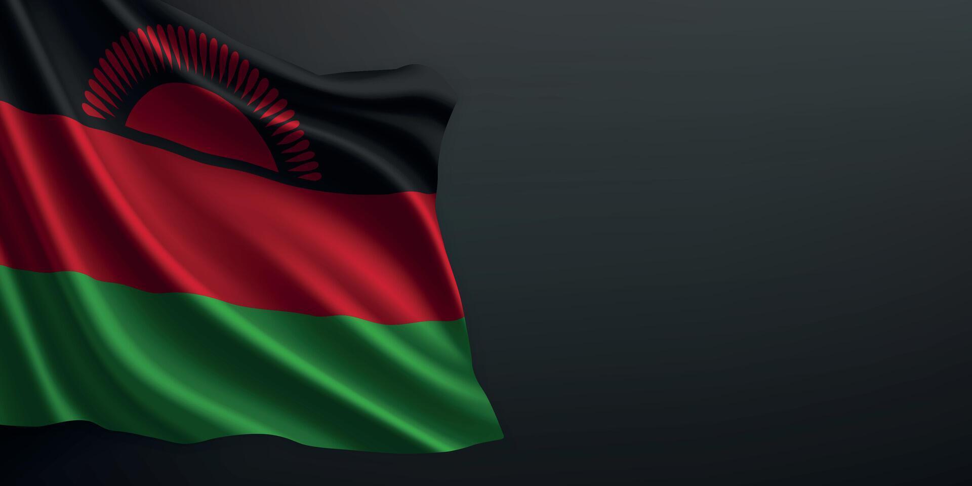 Malawi national flag waving on dark background vector