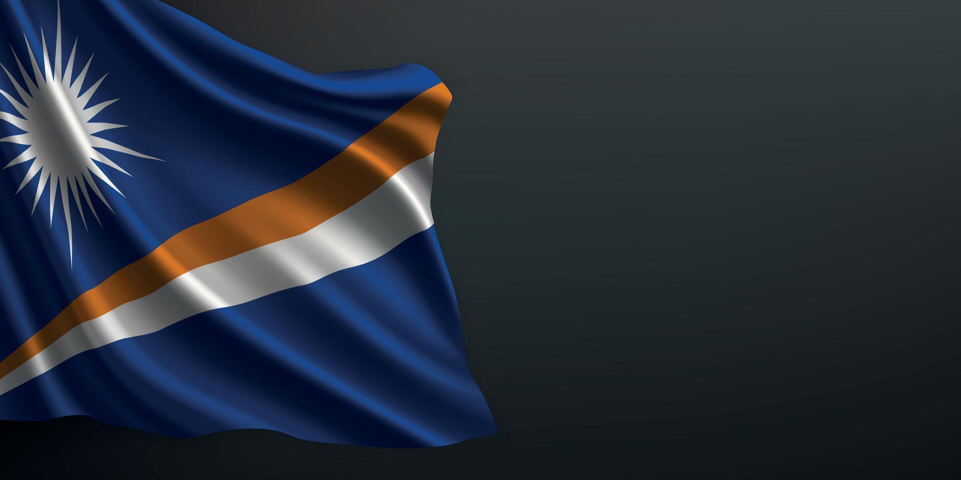 Marshall Islands national flag waving on dark background vector