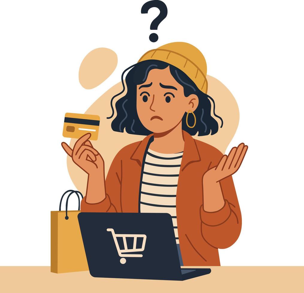 Confused Shopper with Payment Problem vector