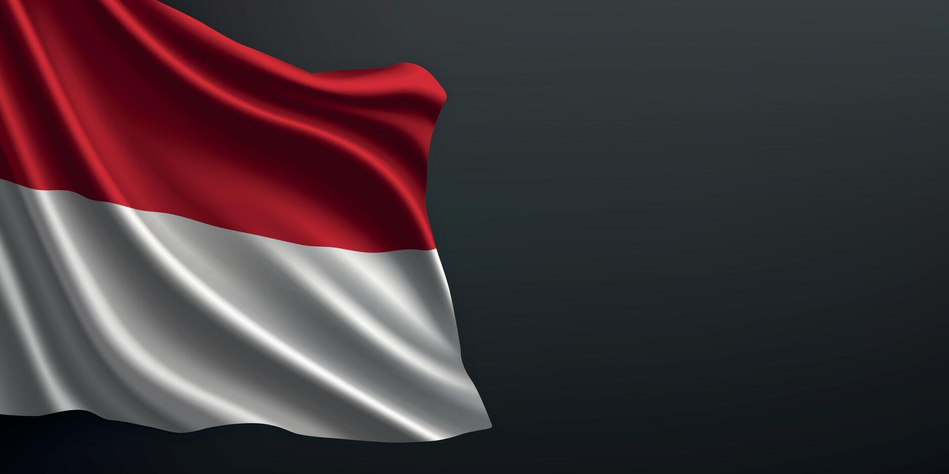 Monaco national flag waving on dark background vector