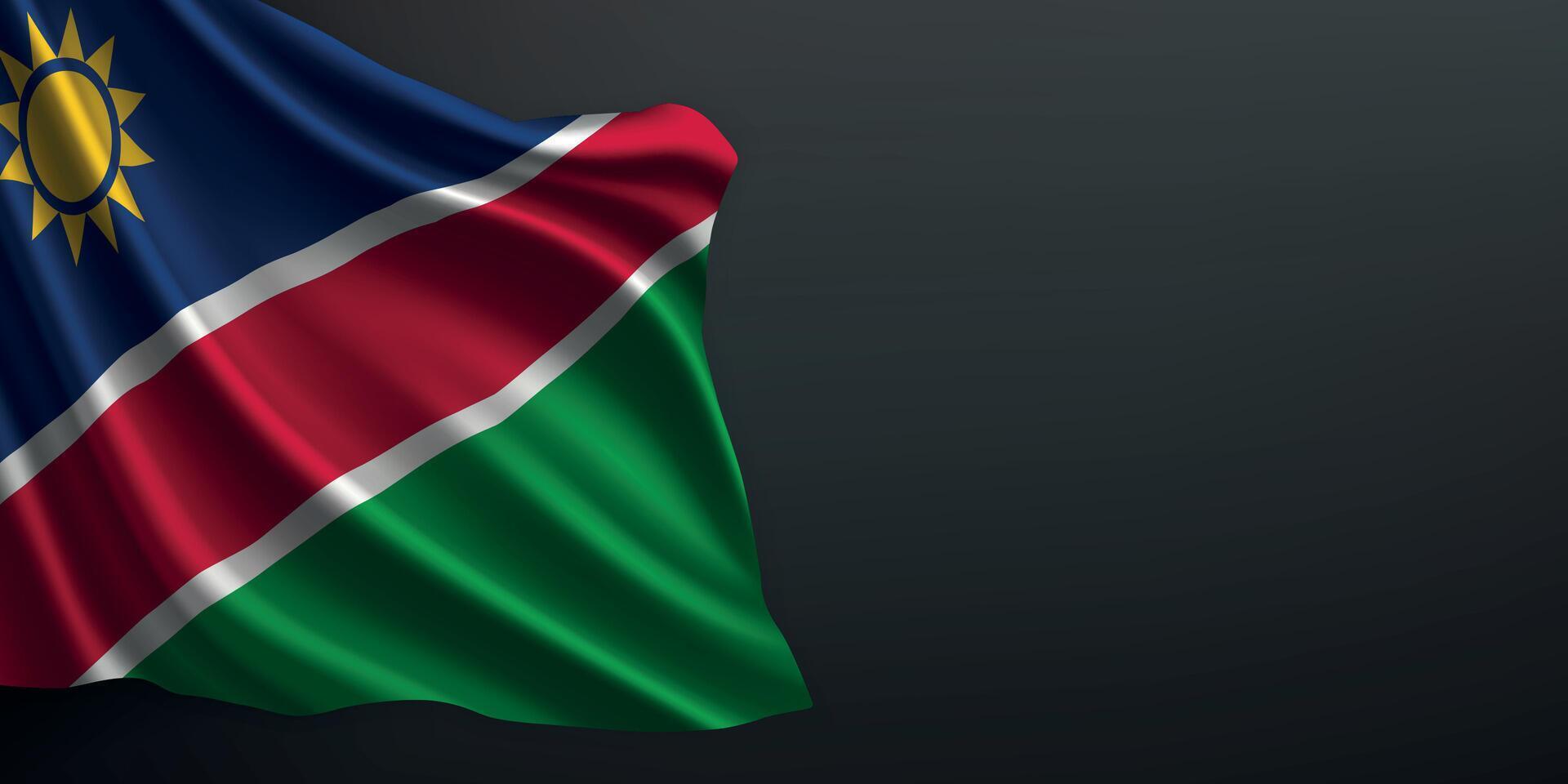 Namibia national flag waving on dark background vector