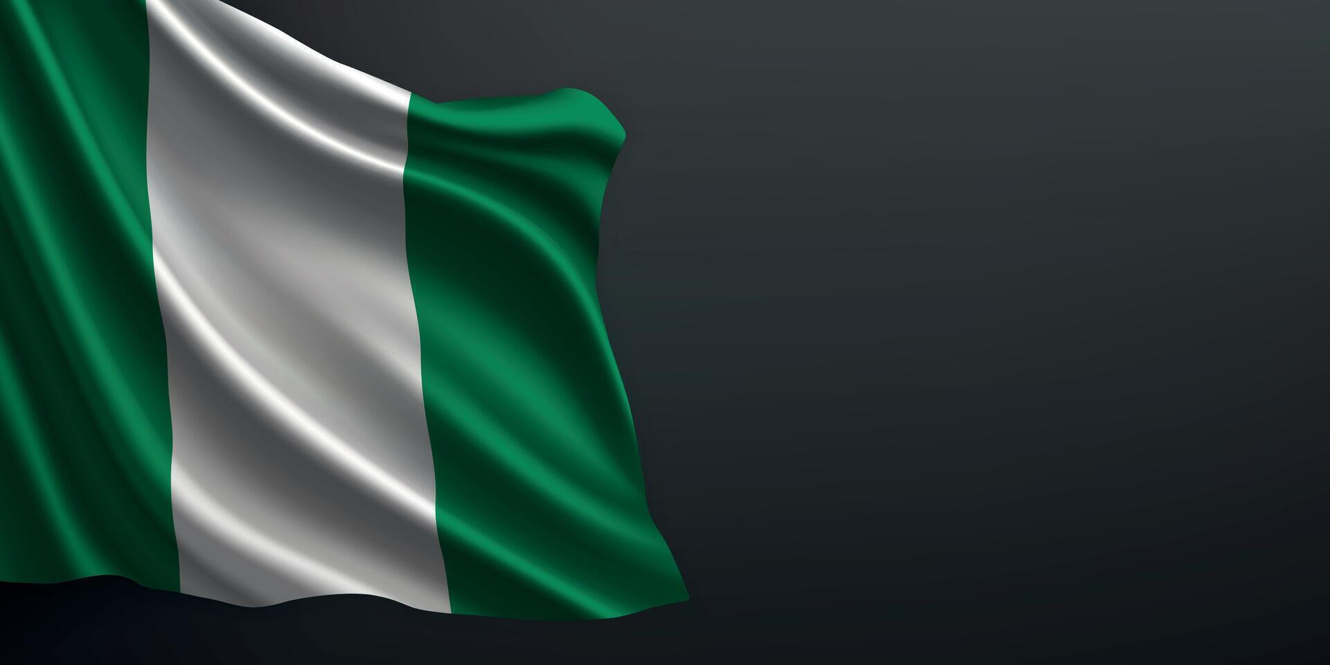 Nigeria national flag waving on dark background vector