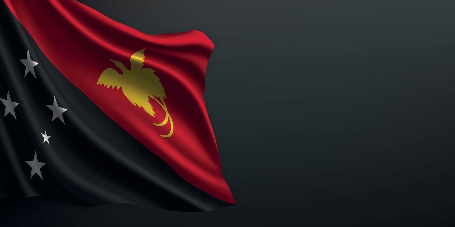Papua New Guinea national flag waving on dark background vector